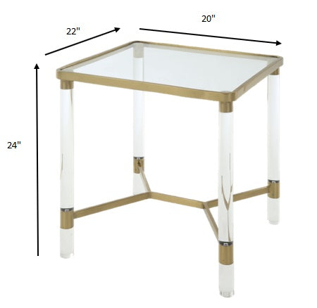 Stainless Steel Clear Acrylic And Glass End Table By Homeroots - 318953 | End Tables | Modishstore - 6