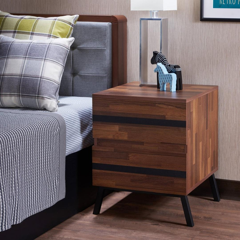18' X 20' X 23' Walnut And Sandy Black Particle Board End Table By Homeroots | End Tables | Modishstore - 3