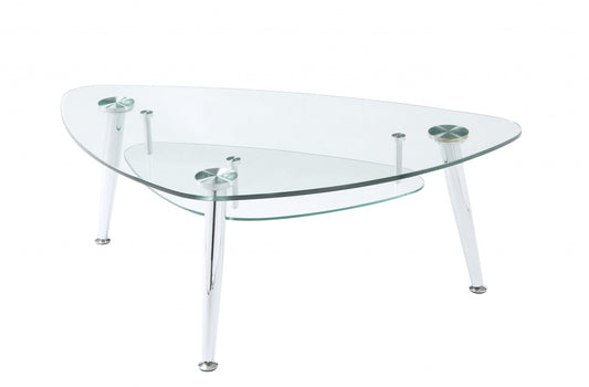 Chrome And Clear Glass Coffee Table By Homeroots | Coffee Tables | Modishstore
