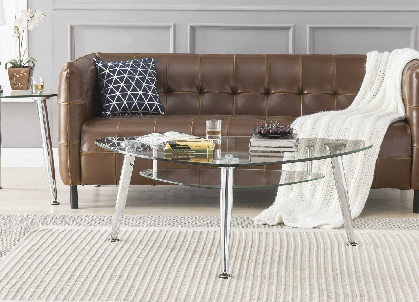 Chrome And Clear Glass Coffee Table By Homeroots | Coffee Tables | Modishstore - 2