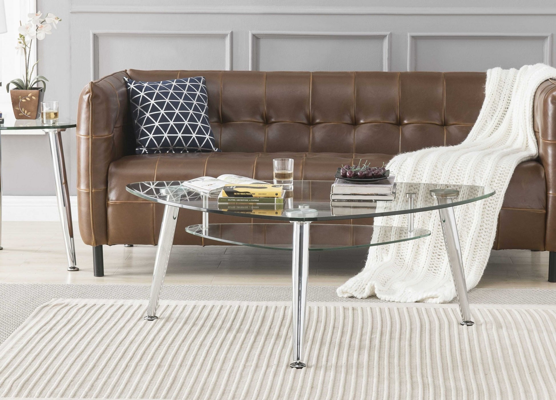 Chrome And Clear Glass Coffee Table By Homeroots | Coffee Tables | Modishstore - 2