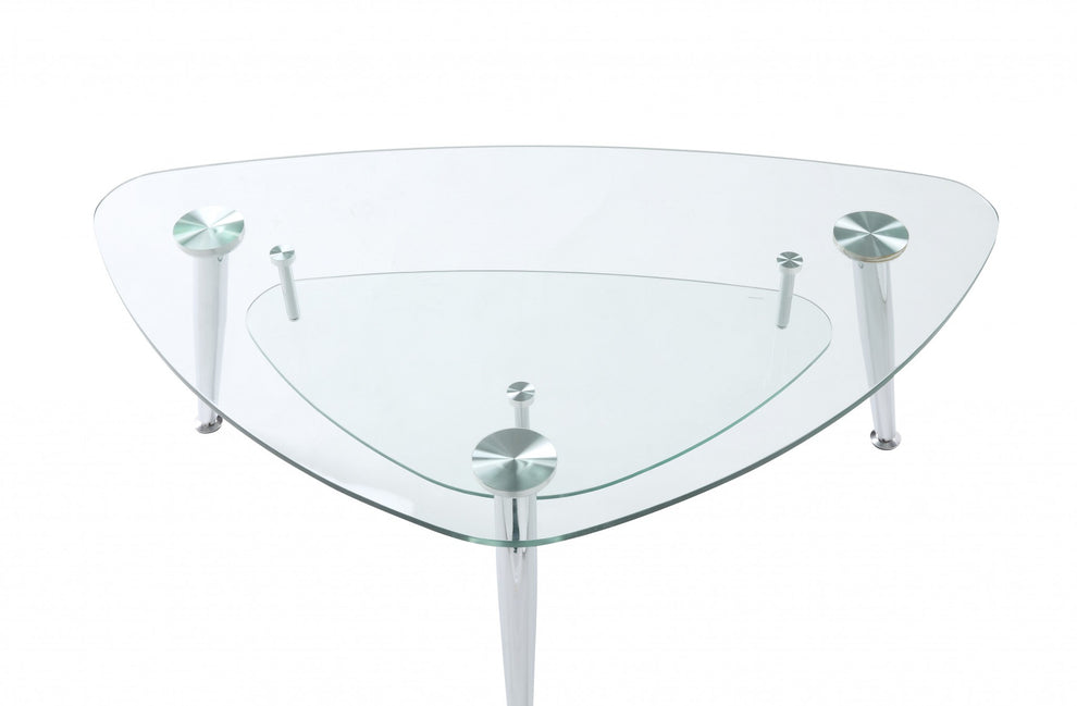 Chrome And Clear Glass Coffee Table By Homeroots | Coffee Tables | Modishstore - 6