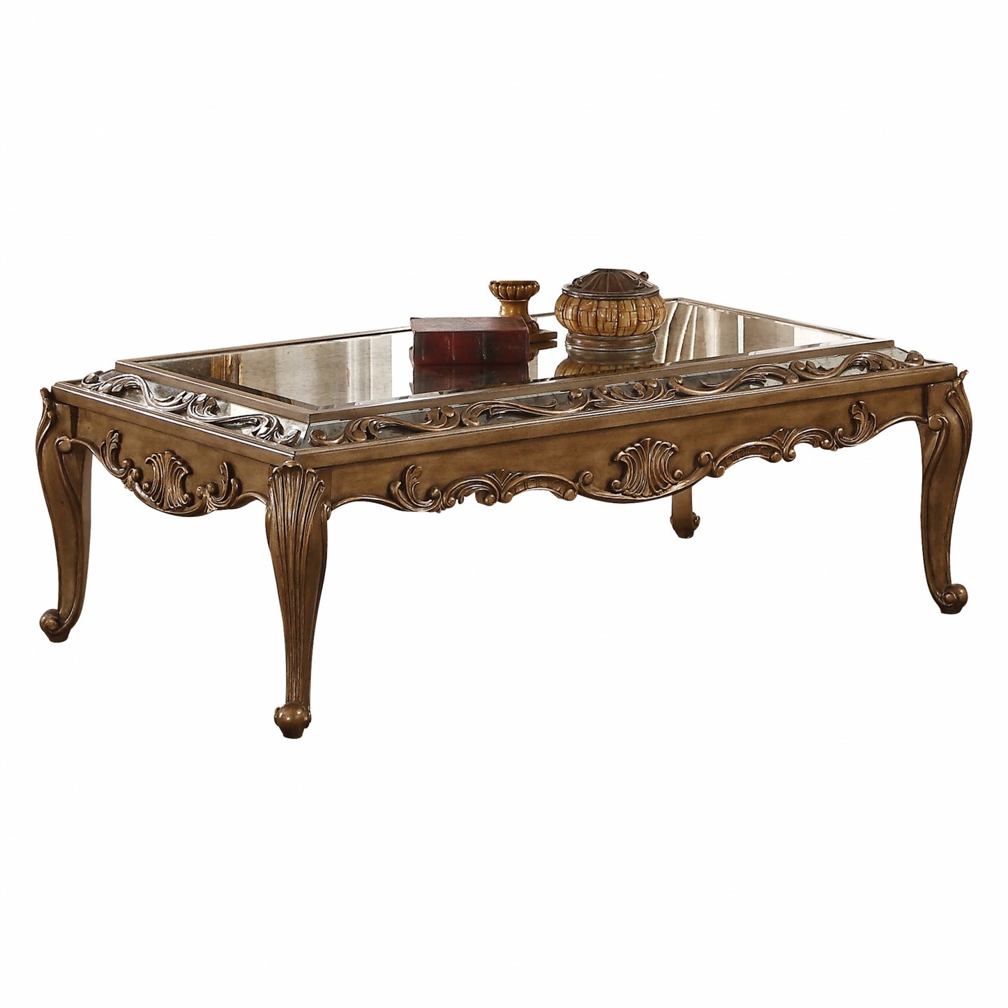 Mirrored And Antique Gold Coffee Table By Homeroots | Coffee Tables | Modishstore - 2