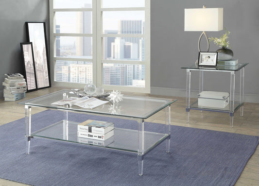 Clear Acrylic Chrome And Clear Glass Coffee Table By Homeroots - 318988 | Coffee Tables | Modishstore