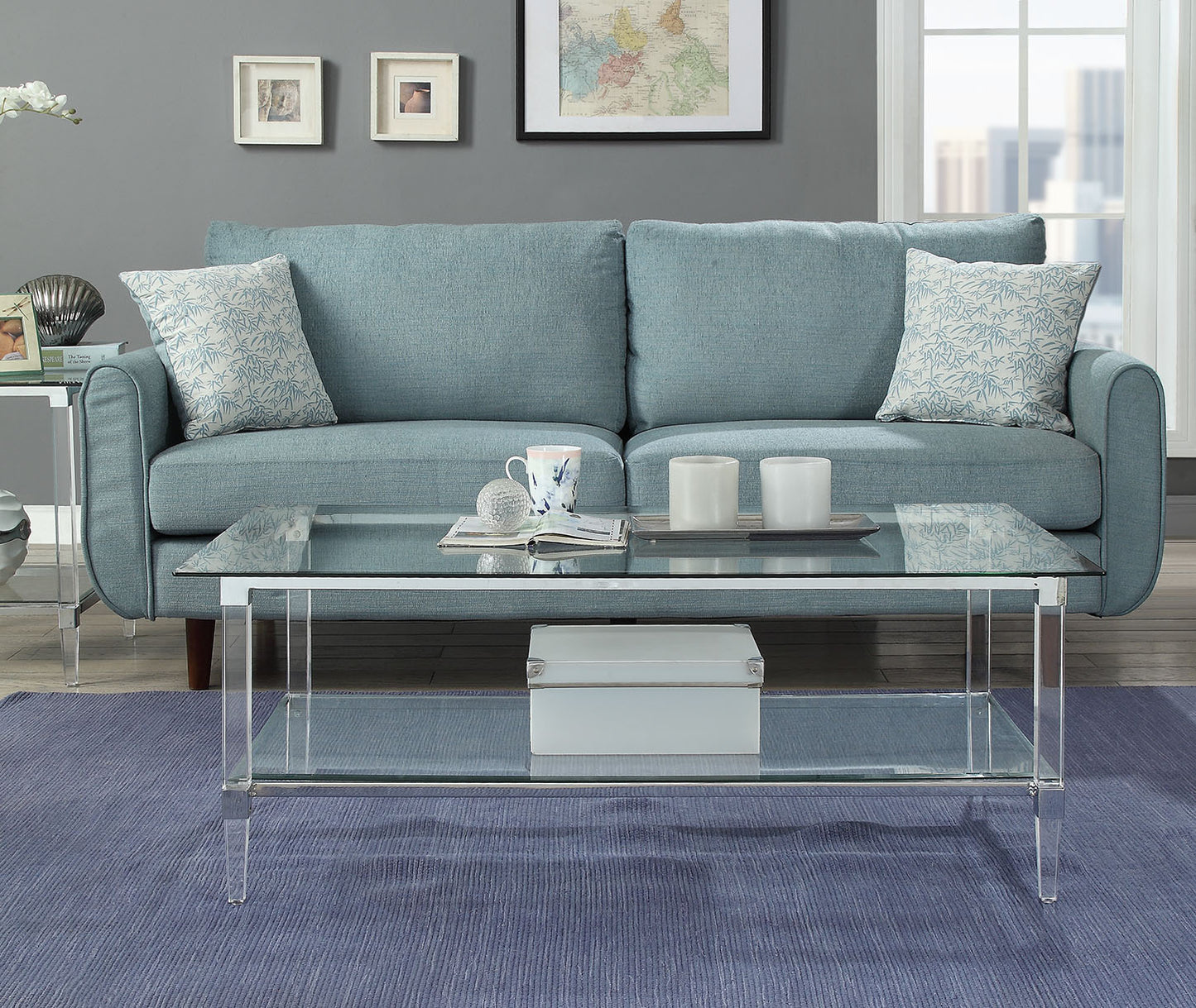Clear Acrylic Chrome And Clear Glass Coffee Table By Homeroots - 318988 | Coffee Tables | Modishstore - 3