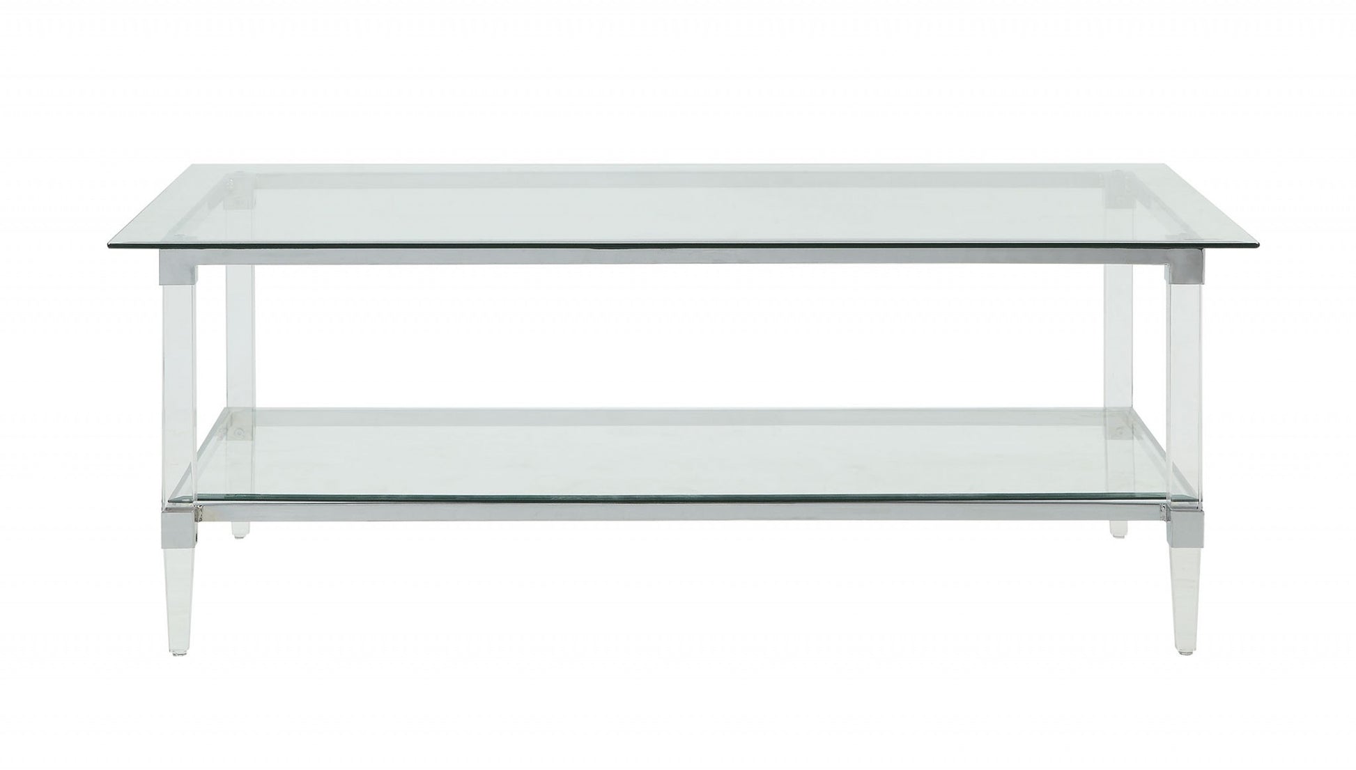Clear Acrylic Chrome And Clear Glass Coffee Table By Homeroots - 318988 | Coffee Tables | Modishstore - 4