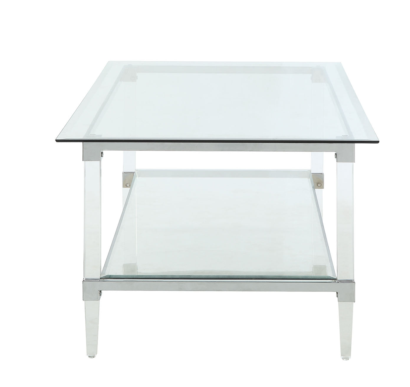 Clear Acrylic Chrome And Clear Glass Coffee Table By Homeroots - 318988 | Coffee Tables | Modishstore - 5