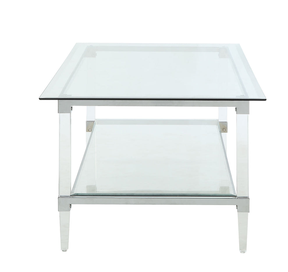 Clear Acrylic Chrome And Clear Glass Coffee Table By Homeroots - 318988 | Coffee Tables | Modishstore - 5