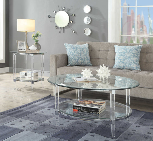 Clear Acrylic Chrome And Clear Glass Coffee Table By Homeroots - 318990 | Coffee Tables | Modishstore