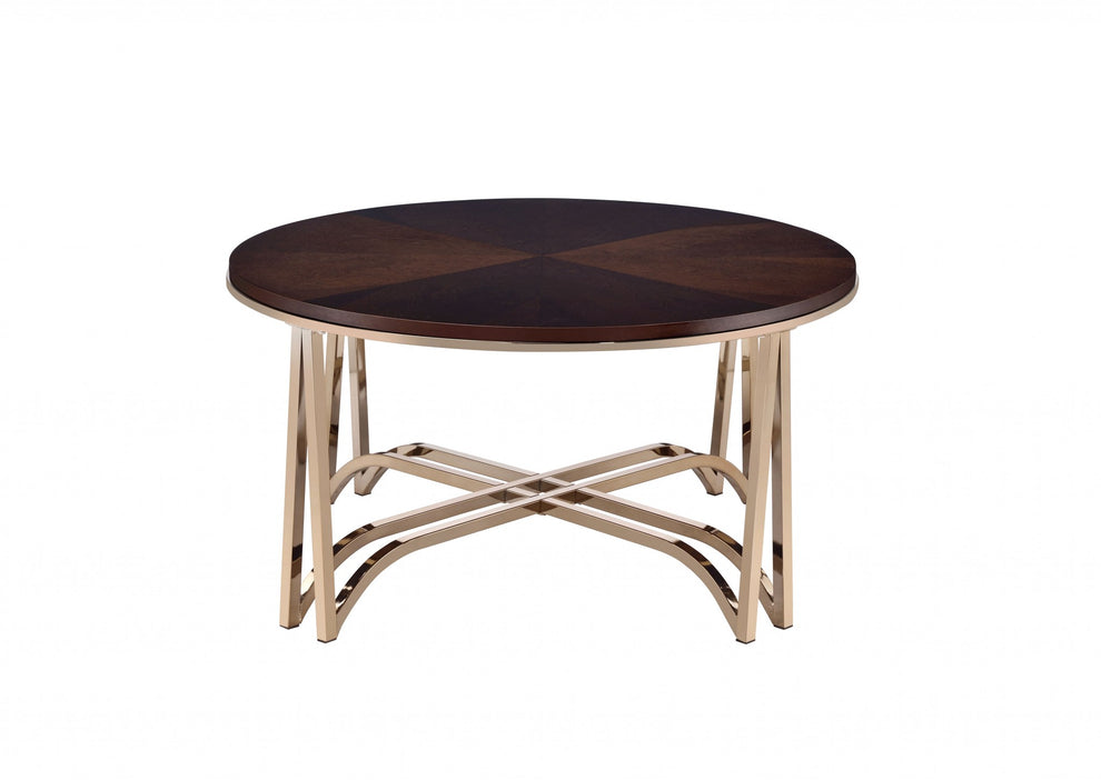 Walnut And Champagne Coffee Table By Homeroots | Coffee Tables | Modishstore - 4