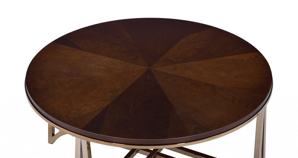 Walnut And Champagne Coffee Table By Homeroots | Coffee Tables | Modishstore - 5