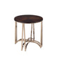 Walnut And Champagne Metal End Table By Homeroots | End Tables | Modishstore
