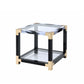 White Brushed Gold And Clear Glass End Table By Homeroots | End Tables | Modishstore