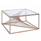 Brushed Copper And Clear Glass Coffee Table By Homeroots | Coffee Tables | Modishstore - 2