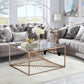 Brushed Copper And Clear Glass Coffee Table By Homeroots | Coffee Tables | Modishstore - 3