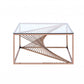 Brushed Copper And Clear Glass Coffee Table By Homeroots | Coffee Tables | Modishstore - 4