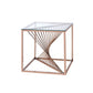 Brushed Copper And Clear Glass End Table By Homeroots | End Tables | Modishstore