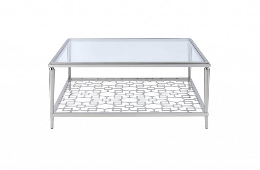 Nickel & Clear Glass Coffee Table By Homeroots | Coffee Tables | Modishstore