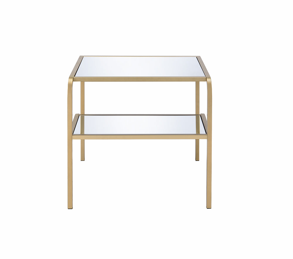 Gold And Clear Glass End Table By Homeroots | End Tables | Modishstore - 2