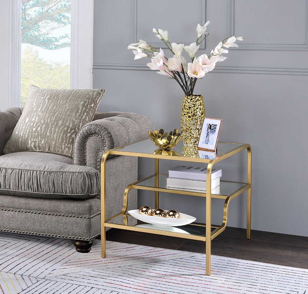 Gold And Clear Glass End Table By Homeroots | End Tables | Modishstore - 5