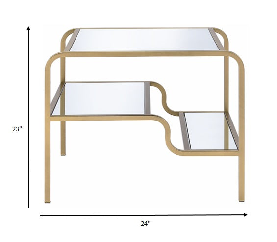 Gold And Clear Glass End Table By Homeroots | End Tables | Modishstore - 7