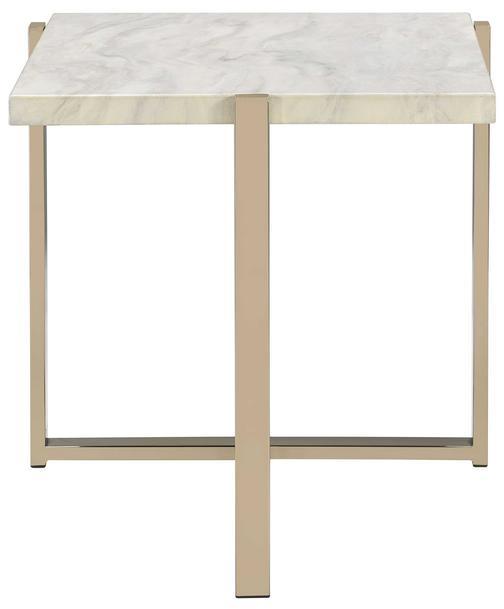 Chrome And White Metal Tube End Table By Homeroots | End Tables | Modishstore - 2