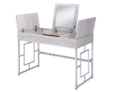 Modern Chic Whitewash Vanity Desk By Homeroots | Vanity Tables | Modishstore - 2