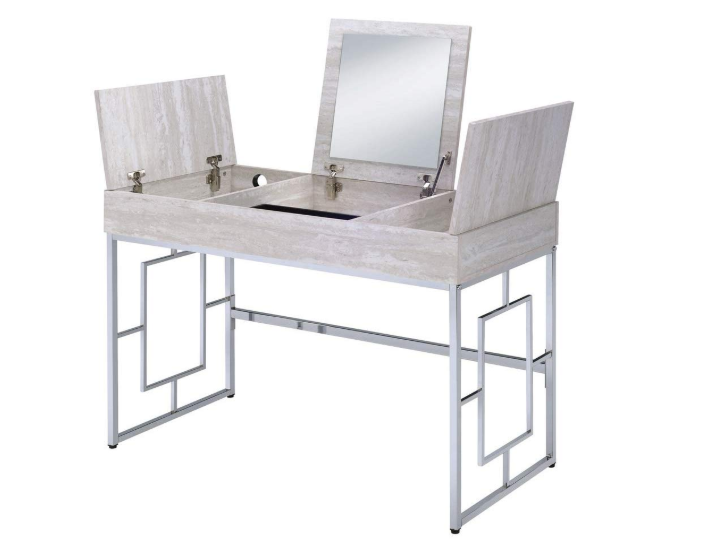 Modern Chic Whitewash Vanity Desk By Homeroots | Vanity Tables | Modishstore - 2