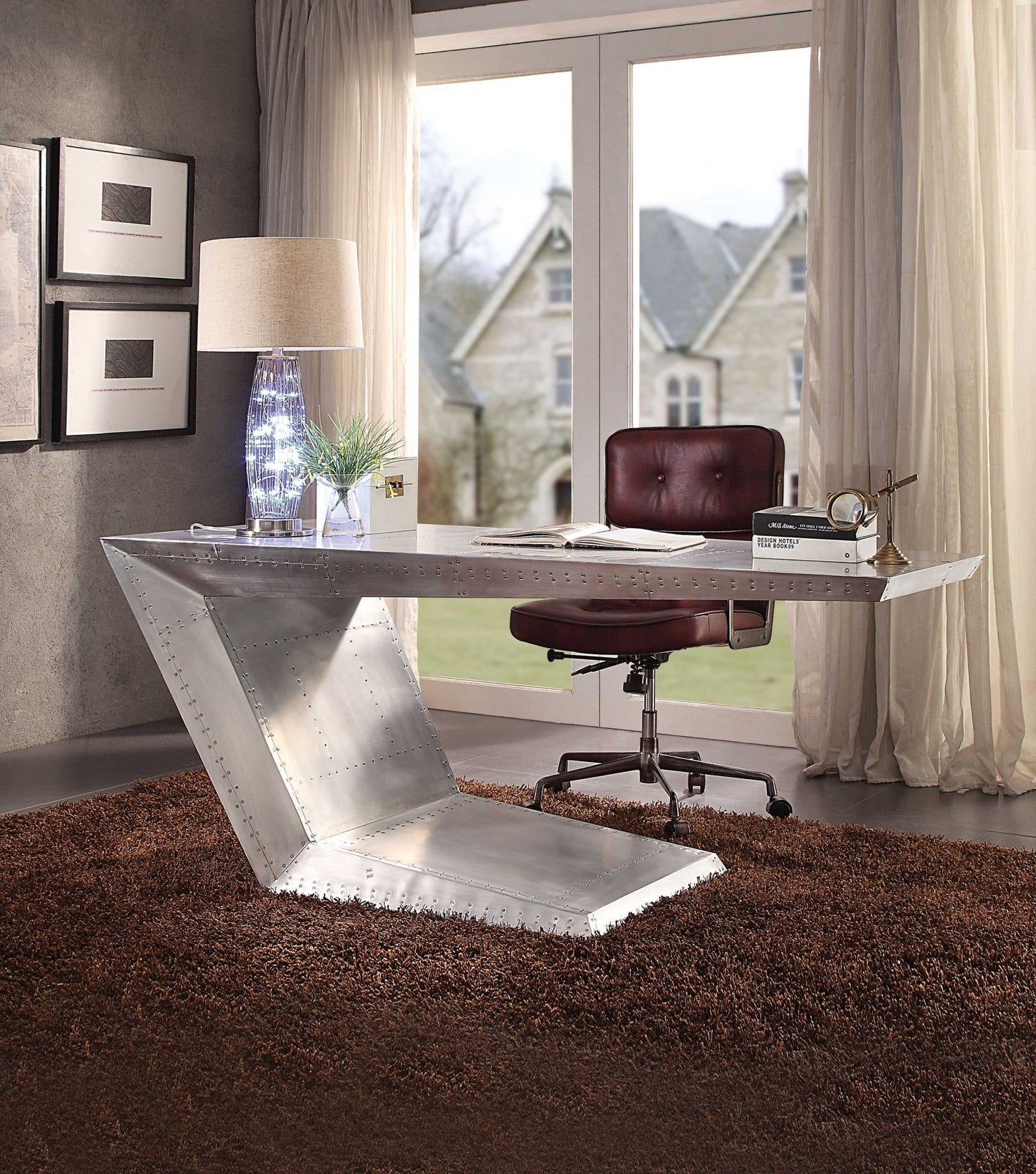 Aluminum Desk By Homeroots | Desks | Modishstore - 6