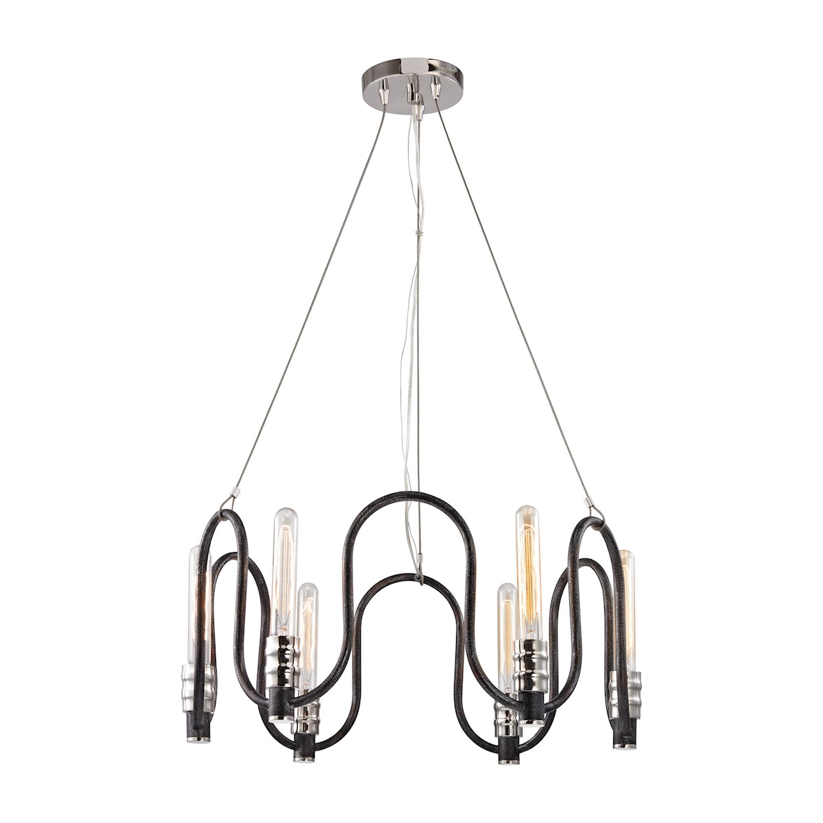 Continuum 6 Light Chandelier in Silvered Graphite with Polished Nickel Accents ELK Lighting | Chandeliers | Modishstore