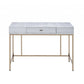 Champagne And Silver Metal Tube Desk By Homeroots | Desks | Modishstore - 2