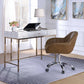 Champagne And Silver Metal Tube Desk By Homeroots | Desks | Modishstore