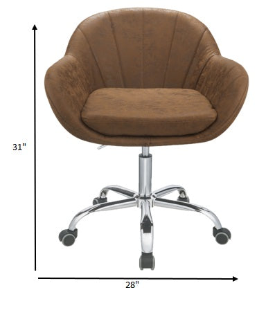 Brown Metal Tube Office Chair By Homeroots | Office Chairs | Modishstore - 5