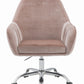 Stylish Mauve Rose Velvet Office Desk Chair on Wheels By Homeroots | Office Chairs | Modishstore - 2