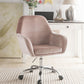 Stylish Mauve Rose Velvet Office Desk Chair on Wheels By Homeroots | Office Chairs | Modishstore