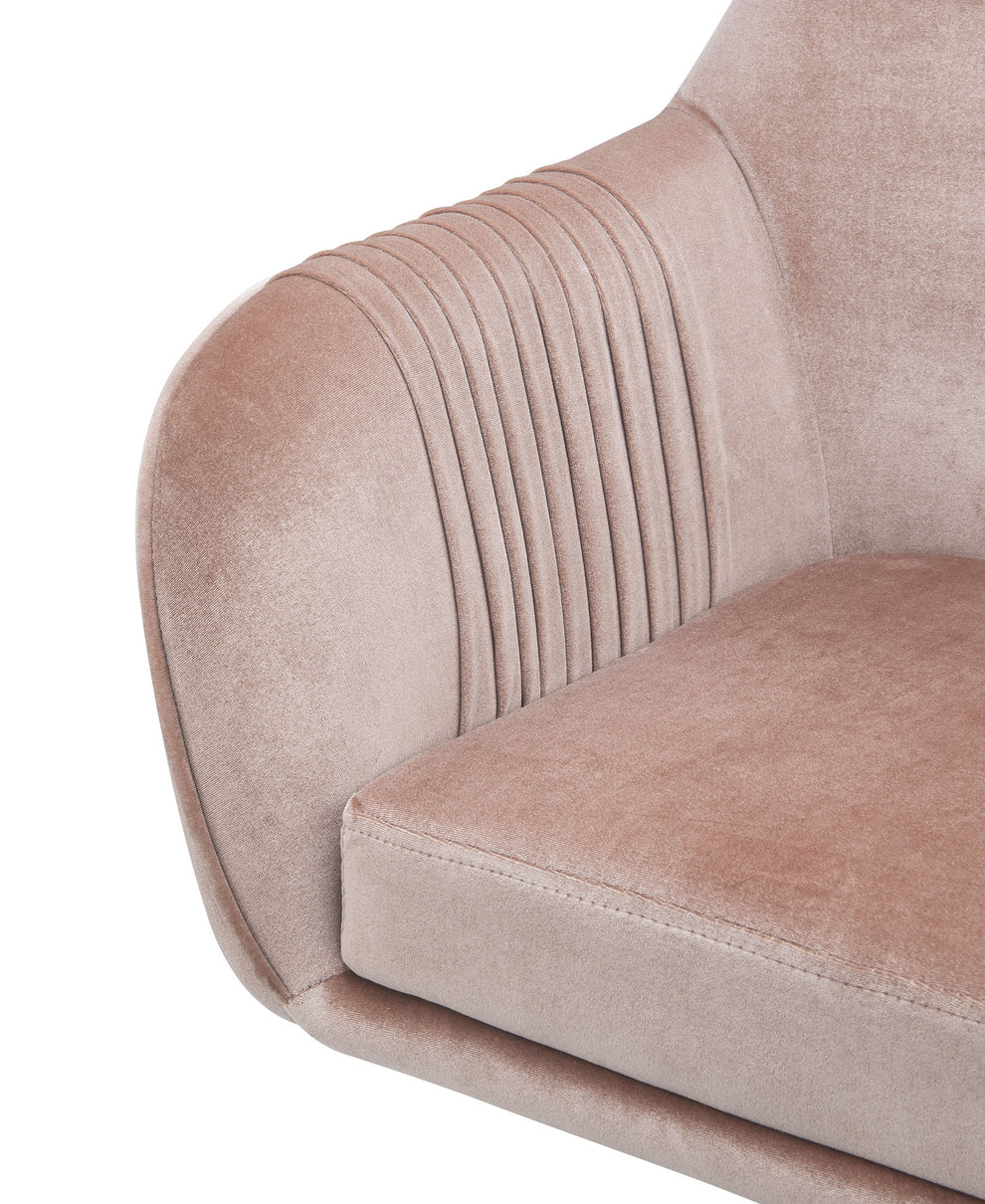 Stylish Mauve Rose Velvet Office Desk Chair on Wheels By Homeroots | Office Chairs | Modishstore - 4