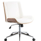 White Leatherette And Walnut Office Chair By Homeroots - 319081 | Office Chairs | Modishstore - 2