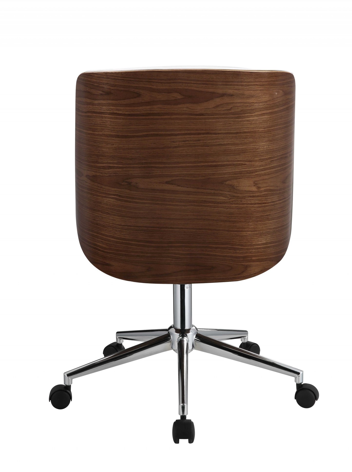 White Leatherette And Walnut Office Chair By Homeroots - 319081 | Office Chairs | Modishstore - 5