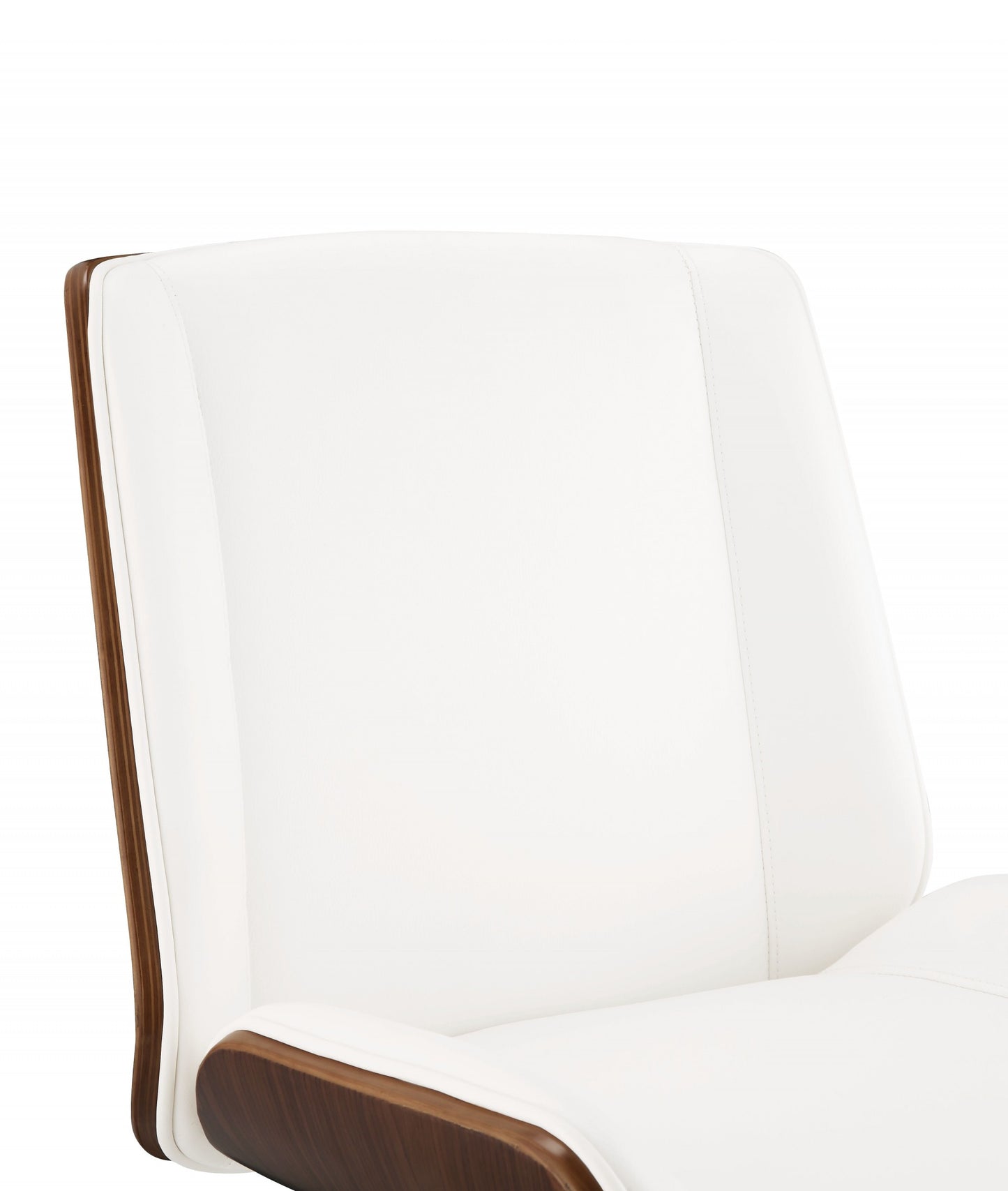 White Leatherette And Walnut Office Chair By Homeroots - 319081 | Office Chairs | Modishstore - 6