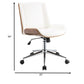 White Leatherette And Walnut Office Chair By Homeroots - 319081 | Office Chairs | Modishstore - 7