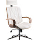 White Leatherette And Walnut Office Chair By Homeroots - 319082 | Office Chairs | Modishstore