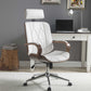 White Leatherette And Walnut Office Chair By Homeroots - 319082 | Office Chairs | Modishstore - 2