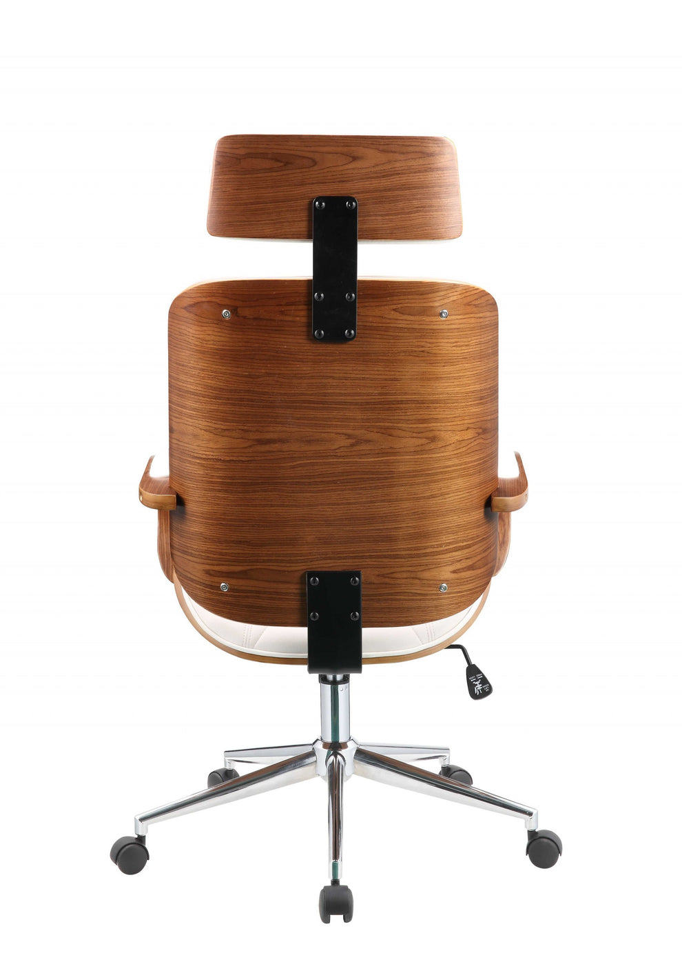 White Leatherette And Walnut Office Chair By Homeroots - 319082 | Office Chairs | Modishstore - 5