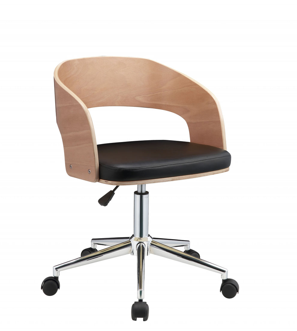 Mod Rolling Black Faux Leather Office Desk Chair By Homeroots | Office Chairs | Modishstore - 2