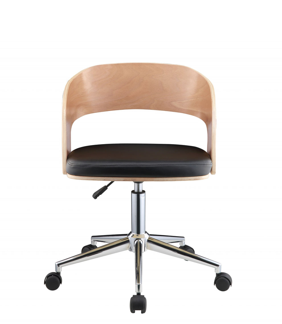 Mod Rolling Black Faux Leather Office Desk Chair By Homeroots | Office Chairs | Modishstore - 3