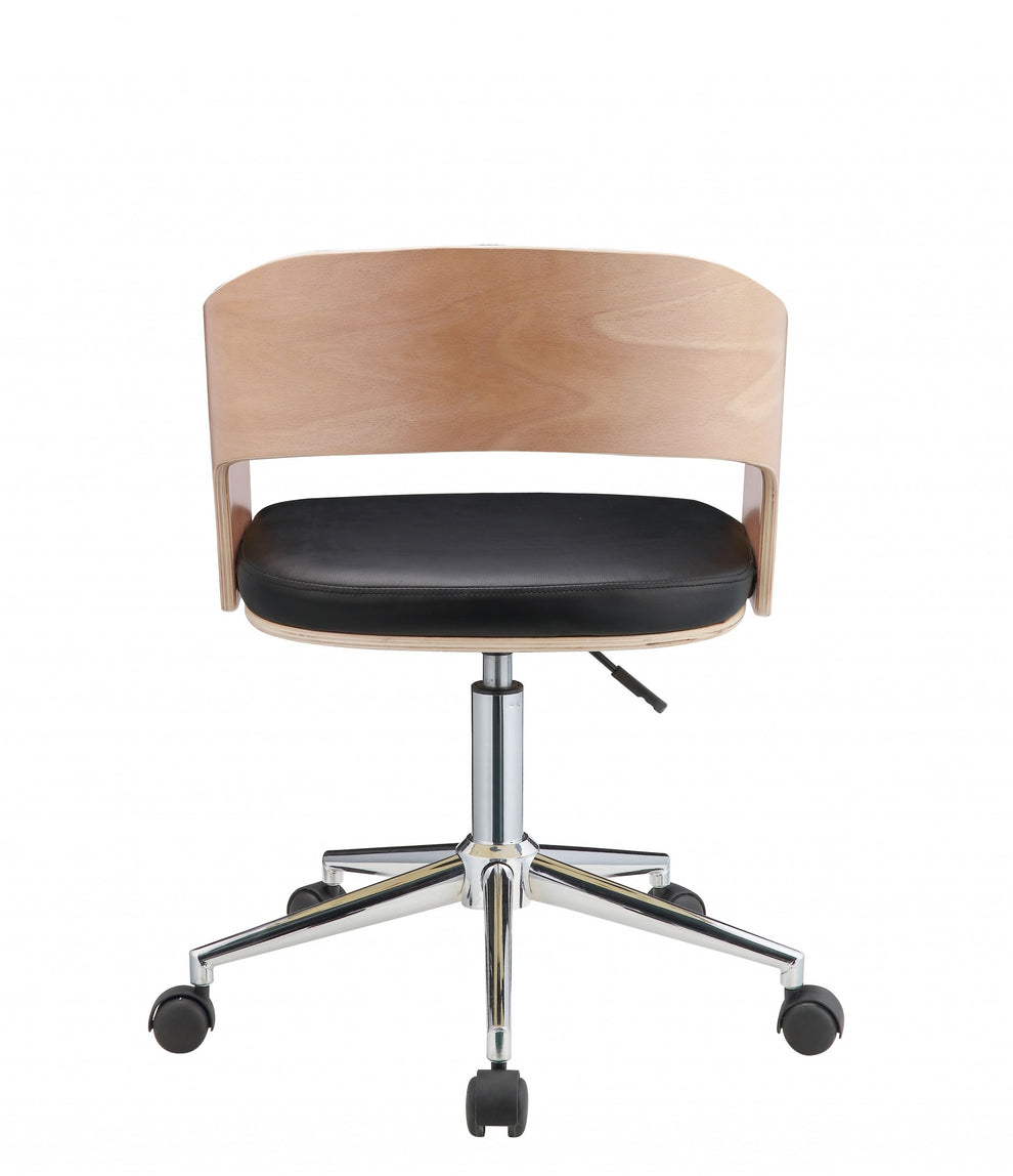 Mod Rolling Black Faux Leather Office Desk Chair By Homeroots | Office Chairs | Modishstore - 4