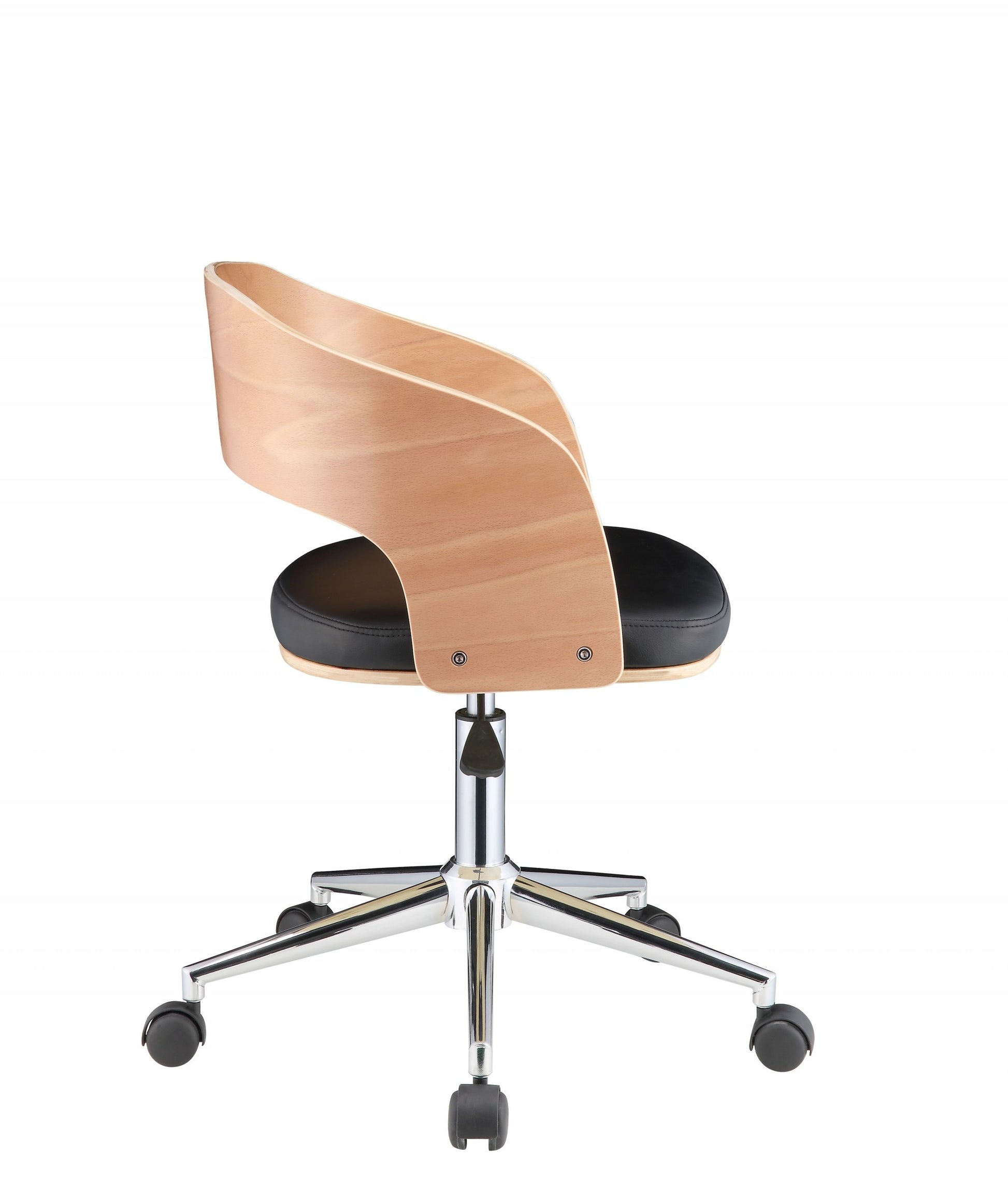 Mod Rolling Black Faux Leather Office Desk Chair By Homeroots | Office Chairs | Modishstore - 5