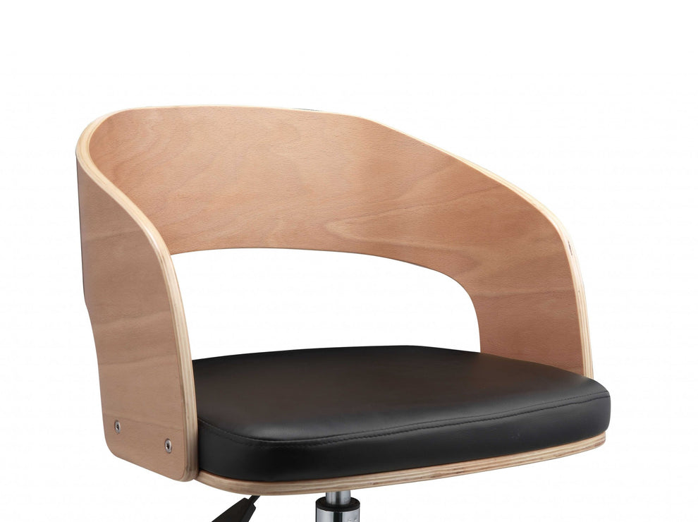 Mod Rolling Black Faux Leather Office Desk Chair By Homeroots | Office Chairs | Modishstore - 6