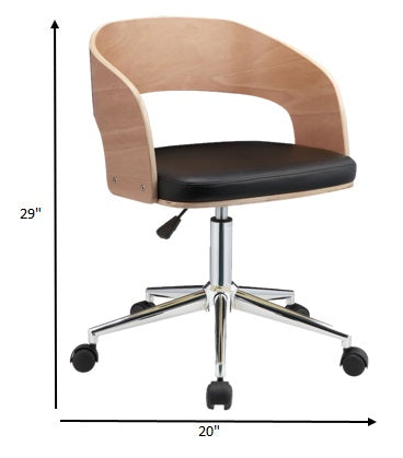 Mod Rolling Black Faux Leather Office Desk Chair By Homeroots | Office Chairs | Modishstore - 7