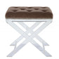 Brown Fabric And Clear Acrylic Stool By Homeroots | Stools | Modishstore